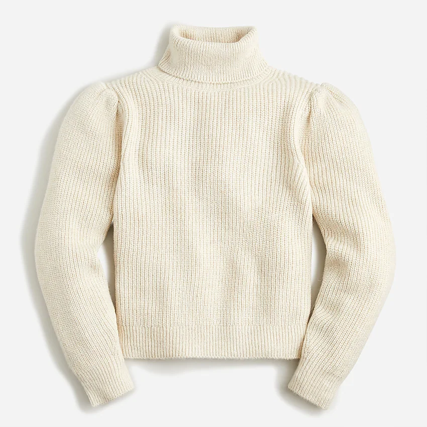 J.Crew + Cropped puff-sleeve turtleneck sweater