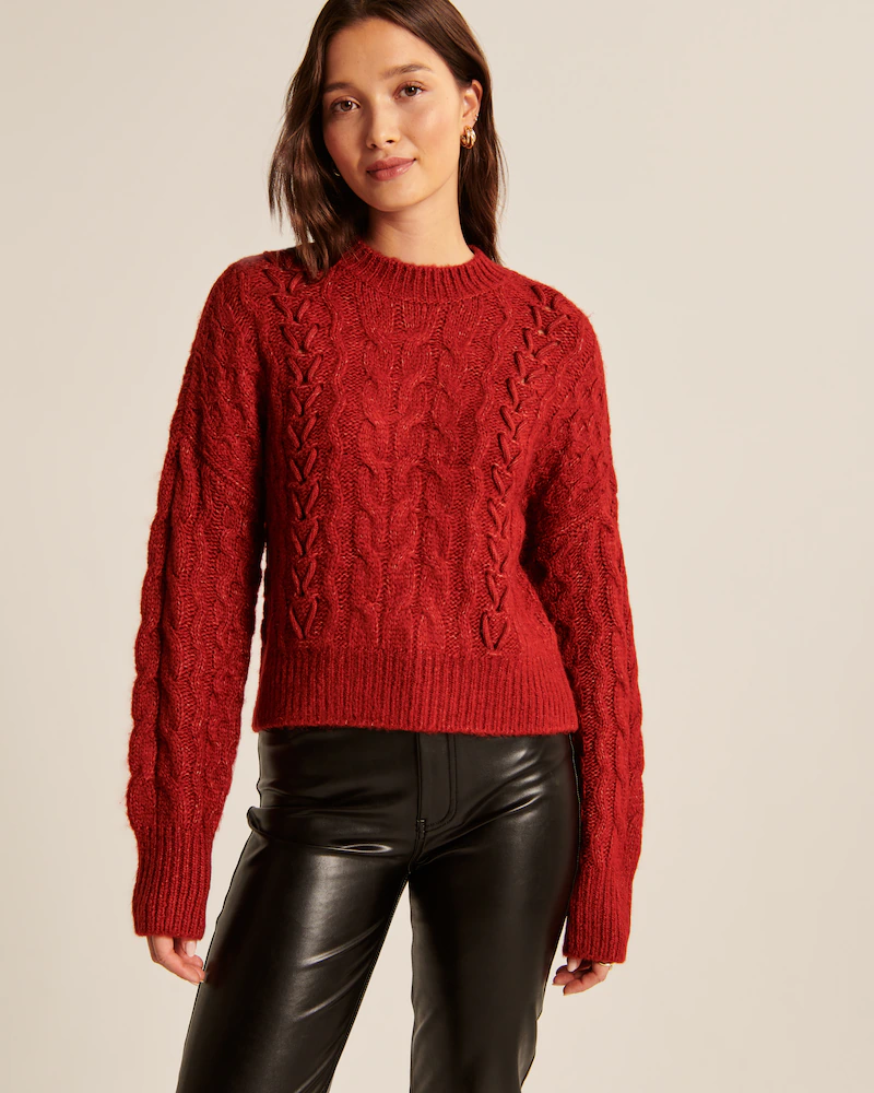 Abercrombie and Fitch + Fluffy Cable Crew Sweater