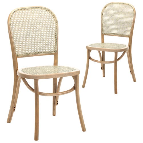 Gather Round + Luca Beech & Rattan Dining Chairs (Set of 2)