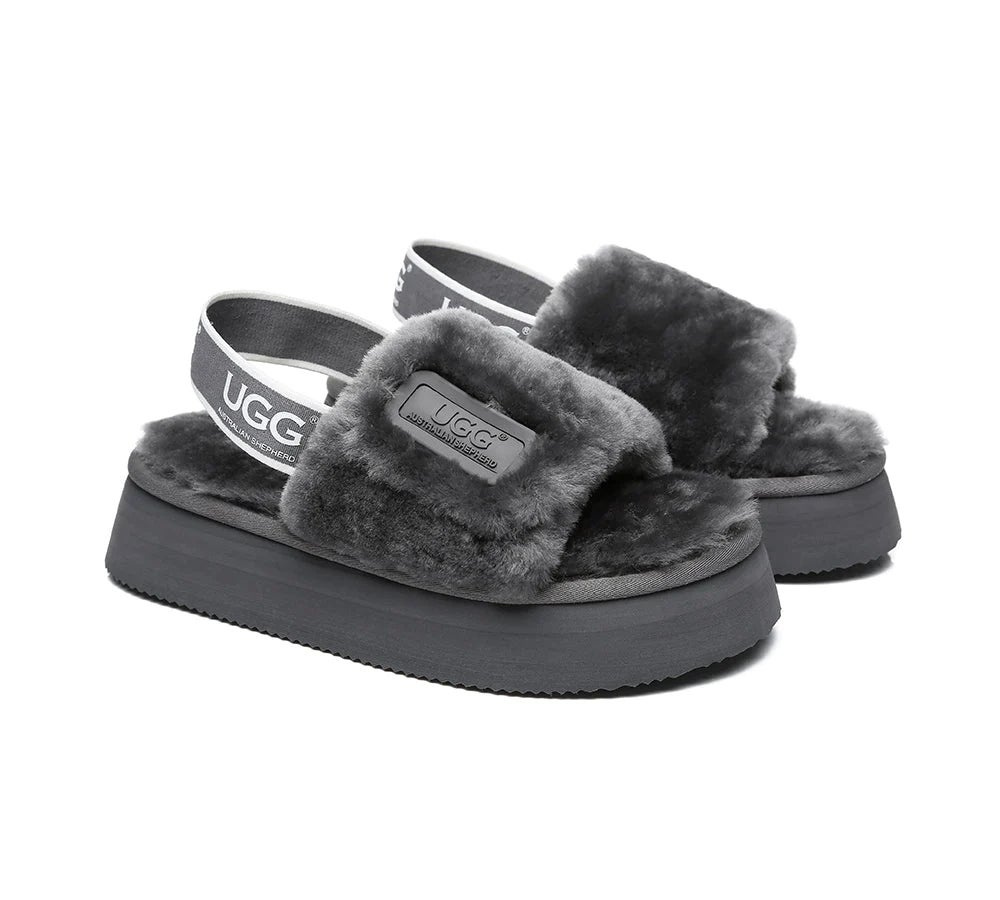 ugg express AS UGG Women High Platform Fluffy Slides Poppin