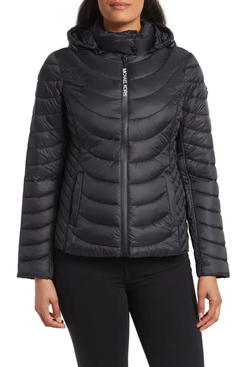 Michael Kors + Michael Kors Contrast Packable Hooded Down Jacket