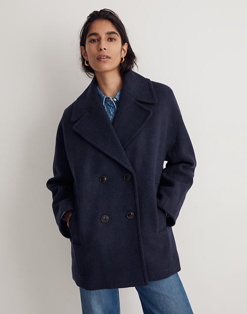 Madewell + Carville Oversized Peacoat in Insuluxe Fabric