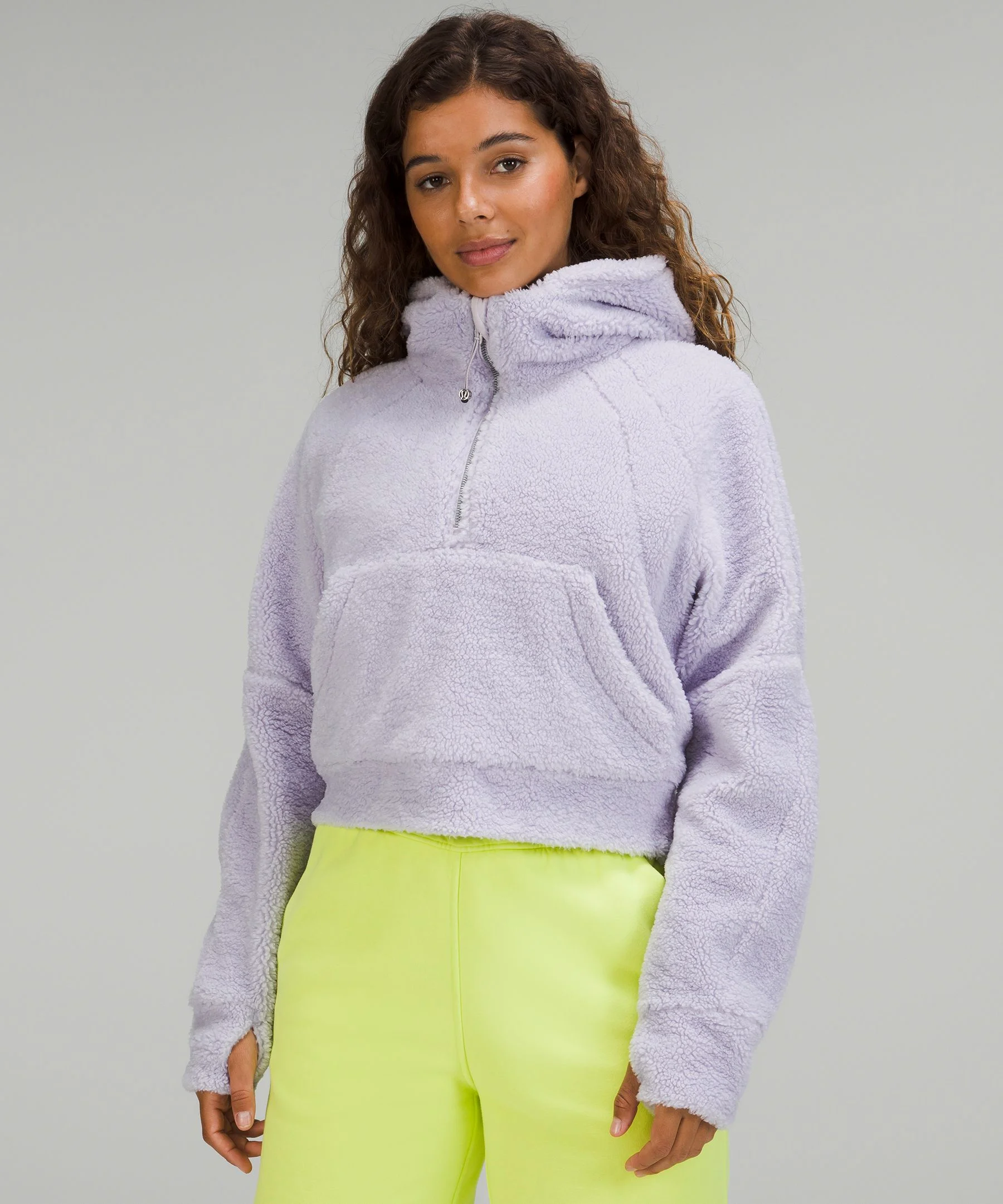 Oversized Scuba Half-Zip Hoodie Waist Length Lulu Sweater Jackets