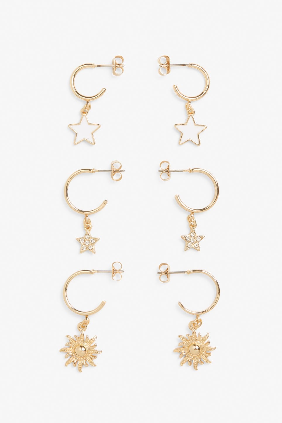 monki-6-pack-gold-coloured-hoop-earrings