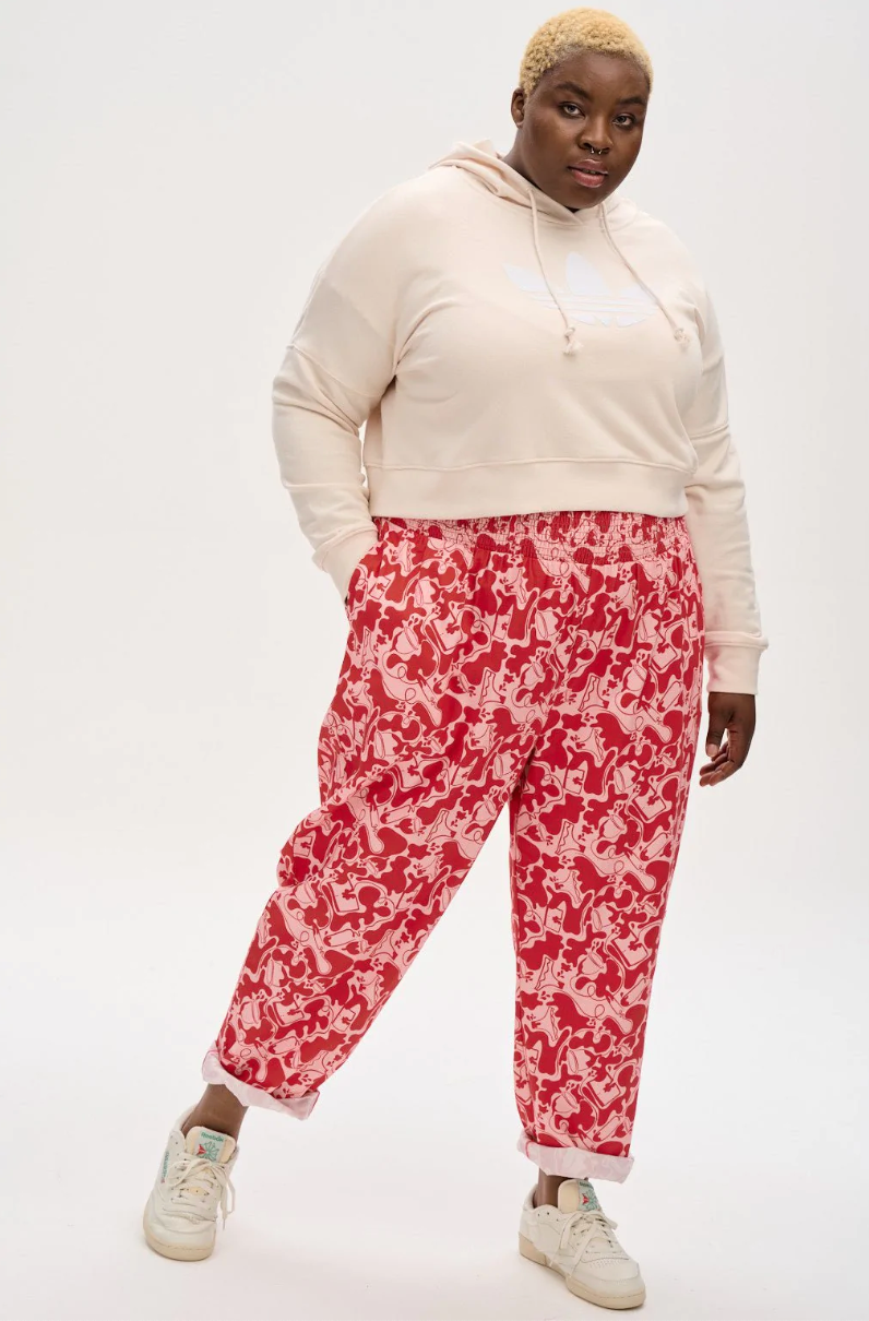 Ladies' Pink Simple Style Plus Size Sweatpants