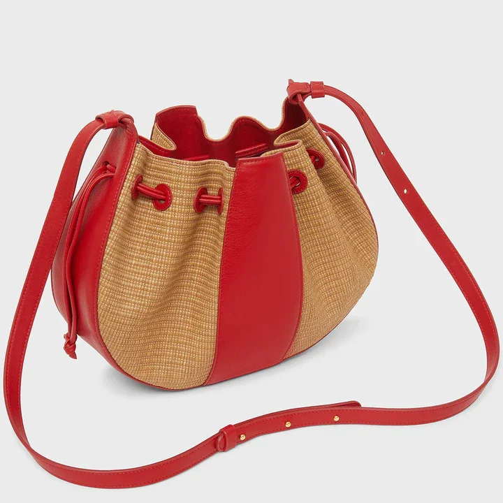 Mansur Gavriel Lilium Raffia And Leather Shoulder Bag in Natural