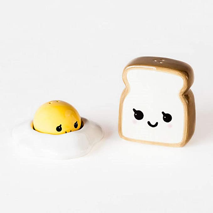 One Hundred 80 Degrees + Ceramic Egg and Toast Salt and Pepper Shakers