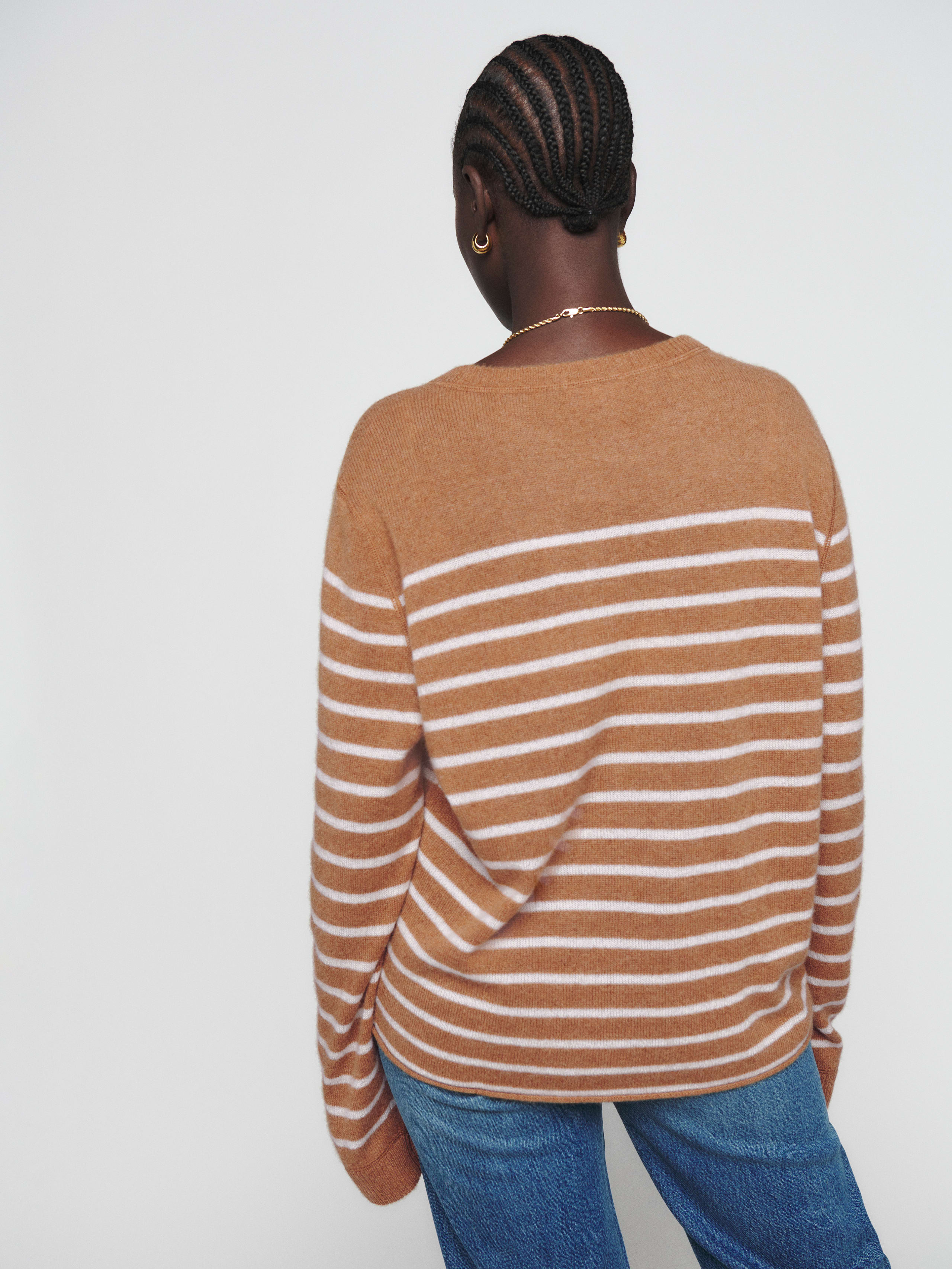 $148 Reformation Jeans Brown selling Recycled Cashmere Crewneck Sweater