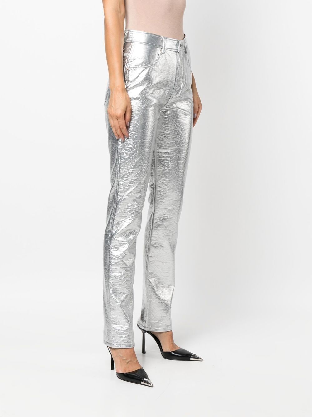 Silver on sale vinyl pants