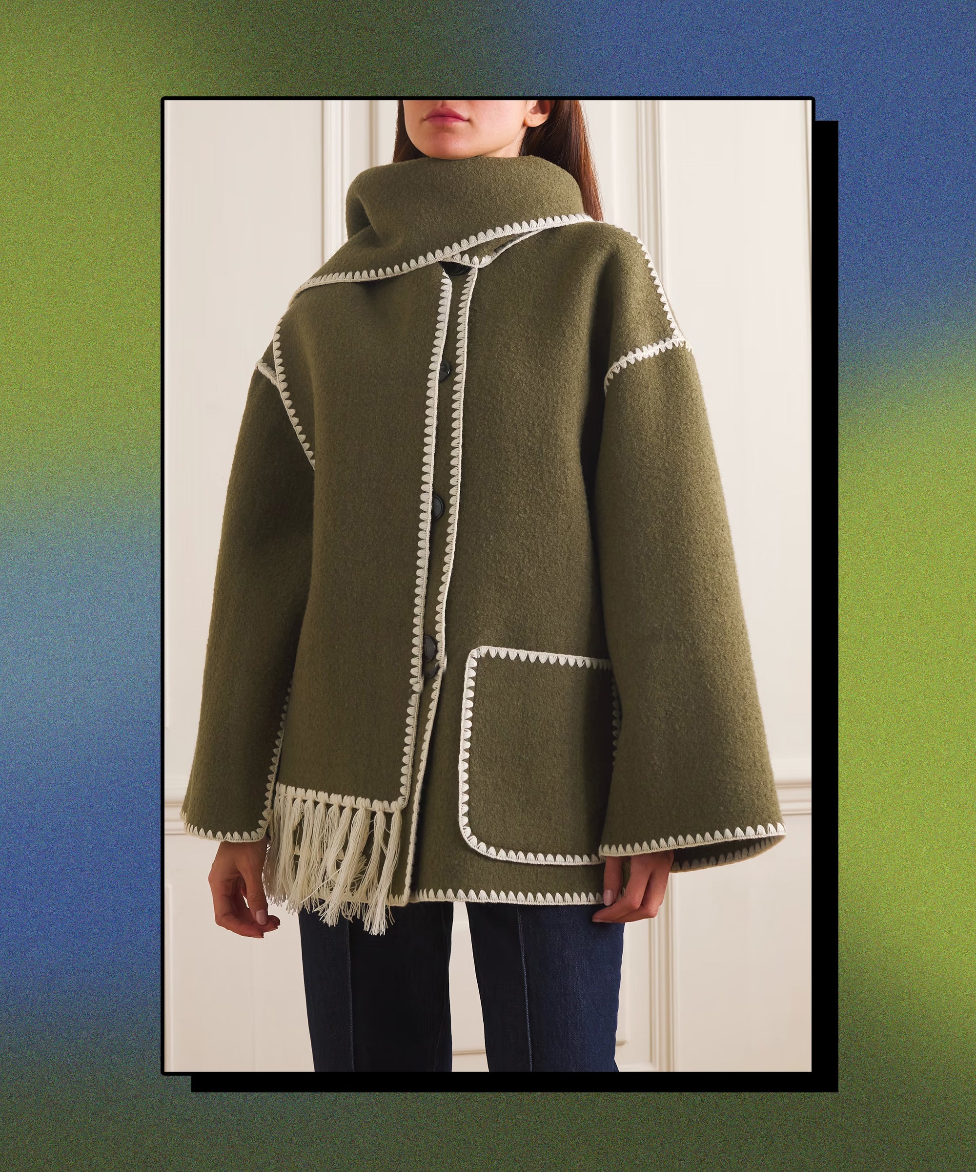 TOTEME Draped fringed wool-blend jacket