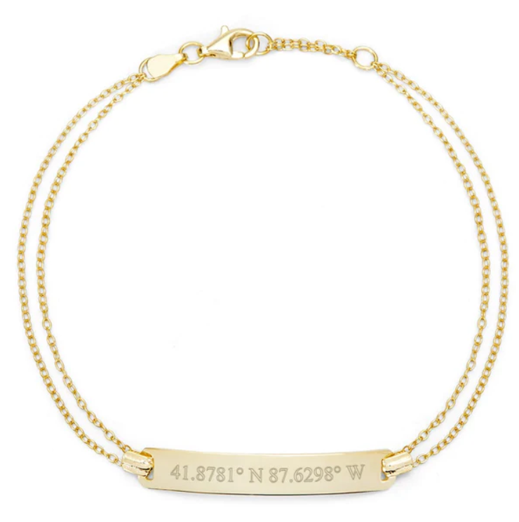 Sideways Cross bracelet with modern letter monogram initials charm in  Sterling silver or solid gold: 10K, 14K or 18K