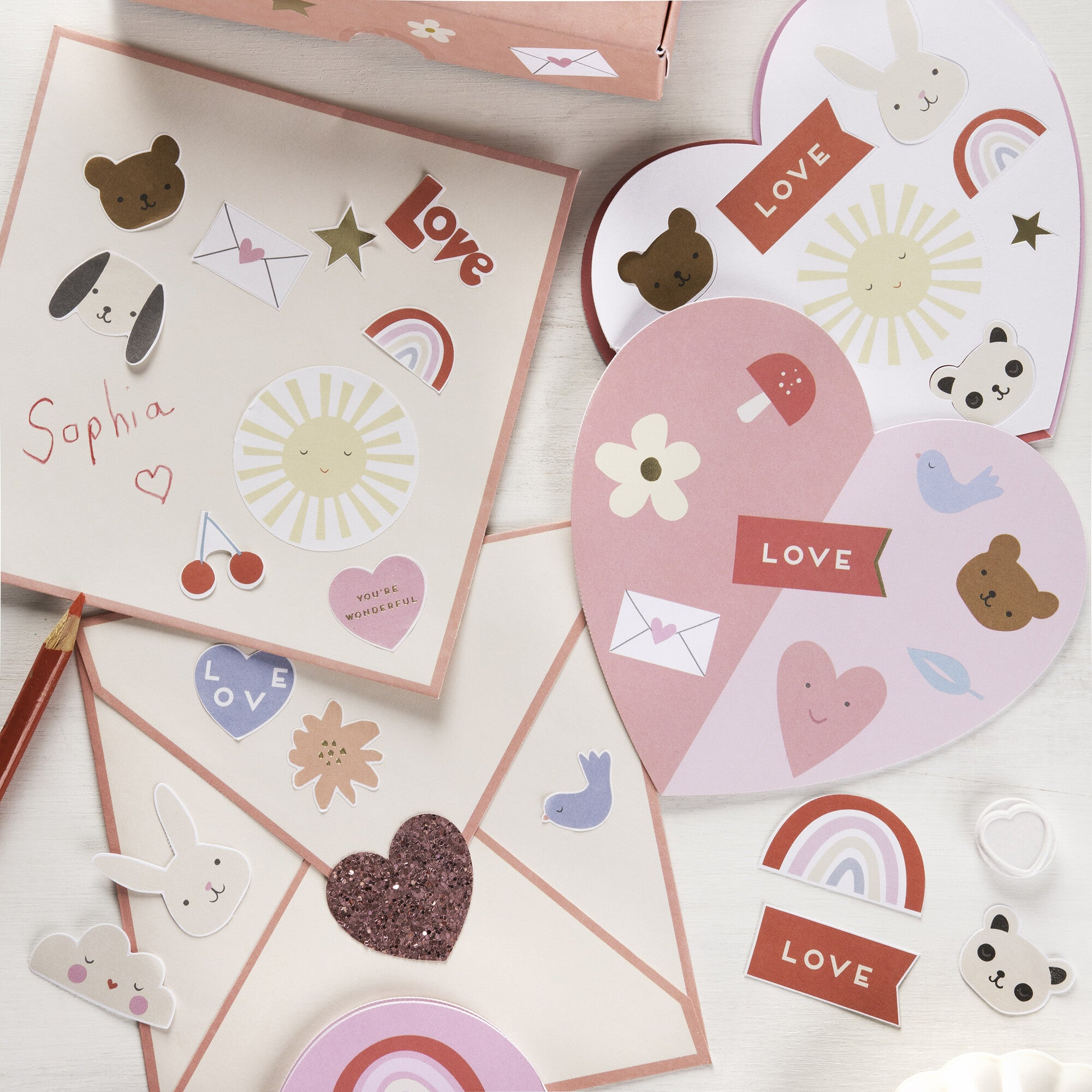 Happy Valentine's Day Greeting Card Kit, 4 Cards with Envelopes, Candy  Heart Cards, DIY Card Kit, Valentine Cards, Card Making Supplies