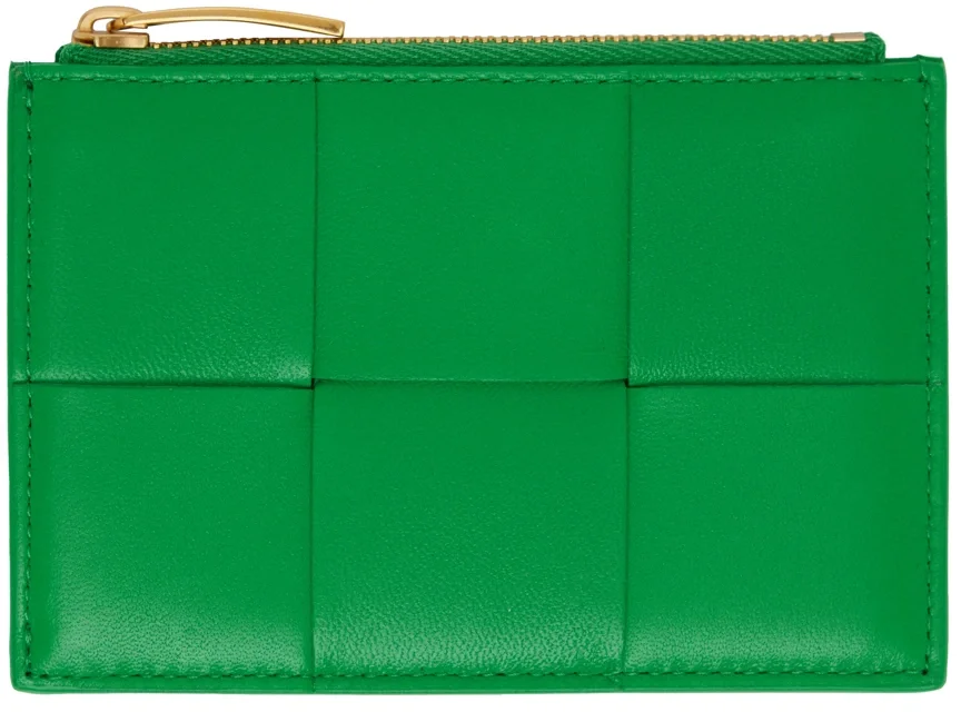 Céline + Two Color Grained Leather Accordion Card Holder