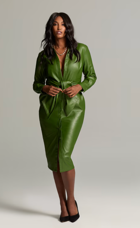 Gabrielle Union Collection + Islande Faux-Leather Tie-Front Dress