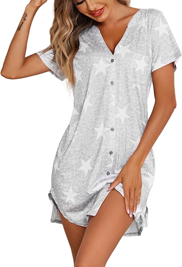 Ekouaer Button Down Nightgown