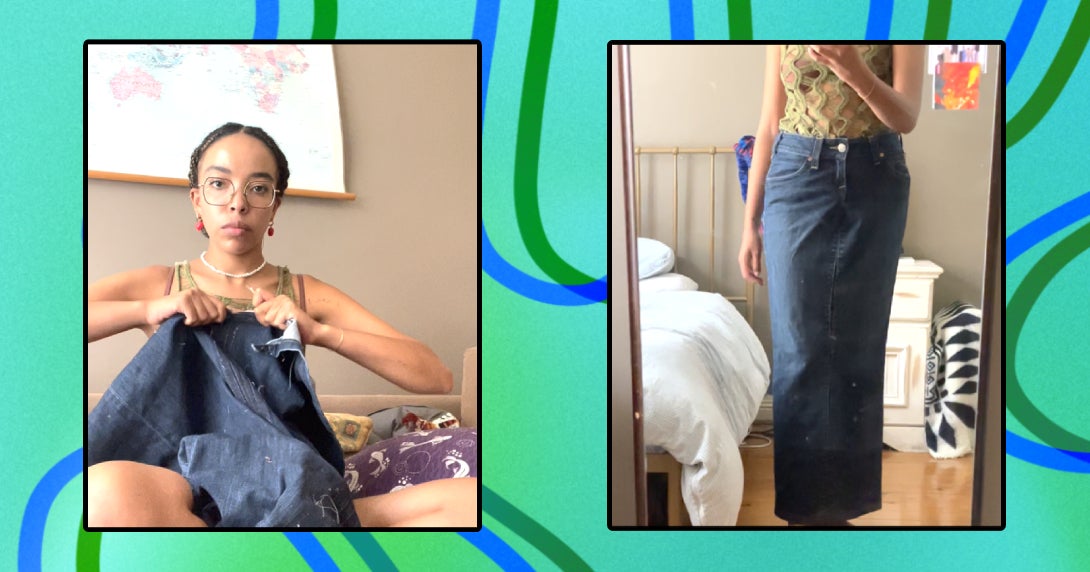 Thrift Flip  Turning Pants Into a Mini Skirt! Super Easy
