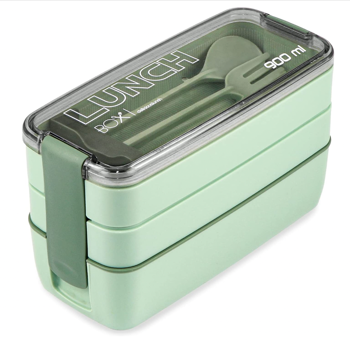 Portable Bento Box, 3-layers Lunch Box, 3-in-1 Compartment
