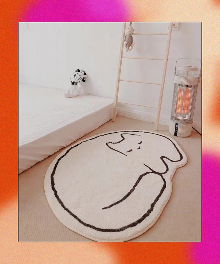 Kids Carpet Play Rug Fluffy Cat Bedroom Rug Washable Floor Mat for