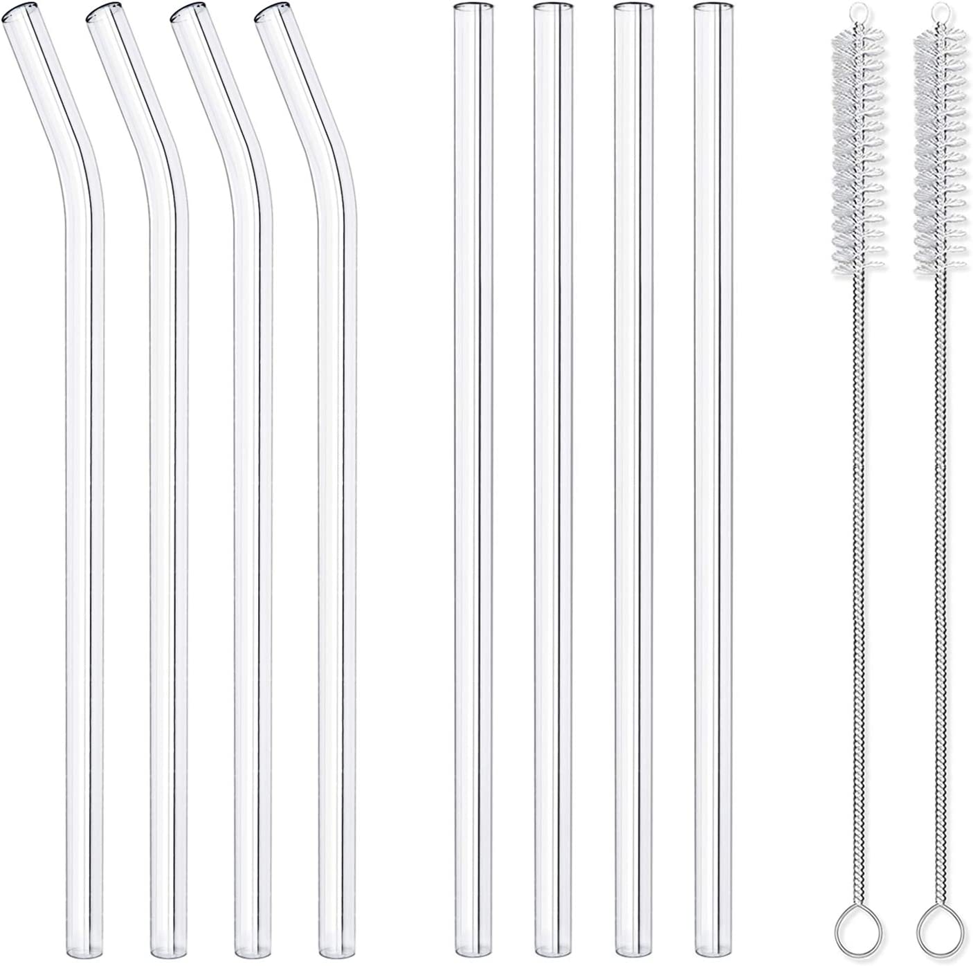 Hiware + 8 Pack Reusable Glass Drinking Straws