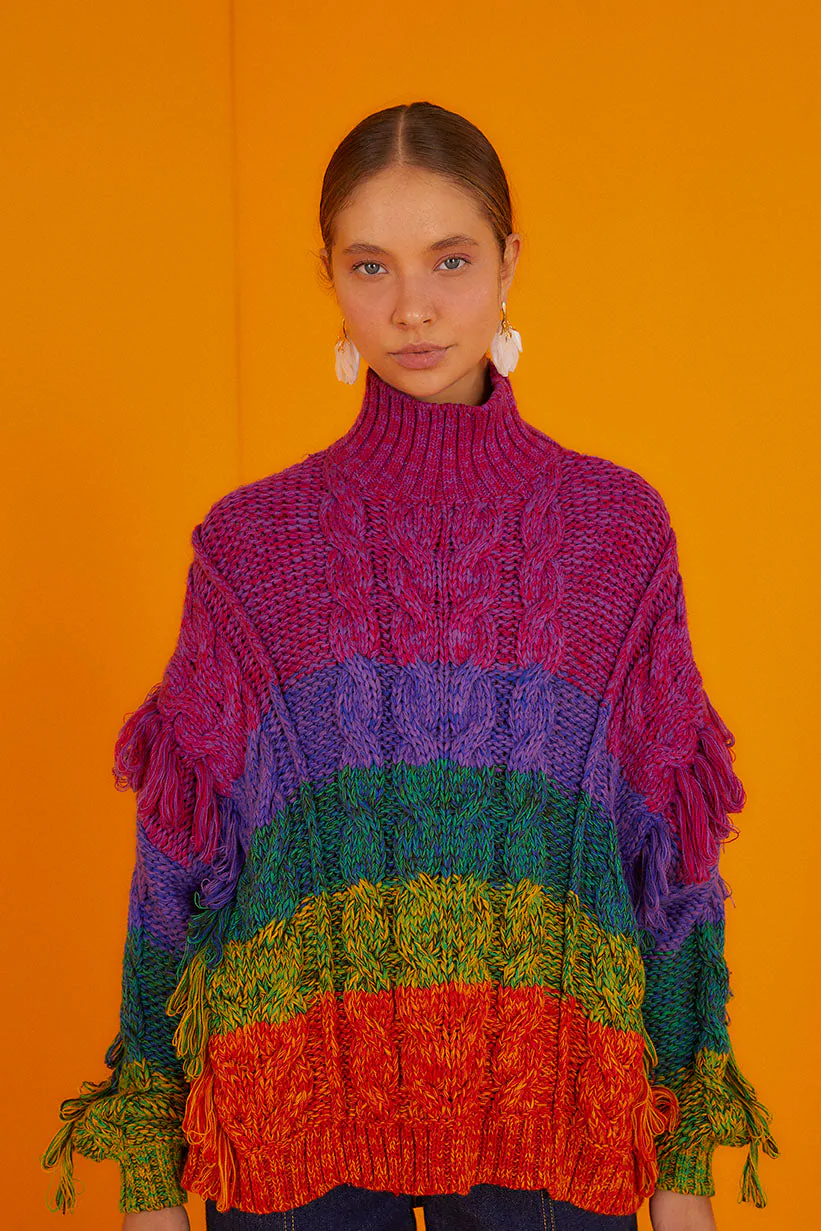 Farm Rio + Multicolored Yarn Sweater