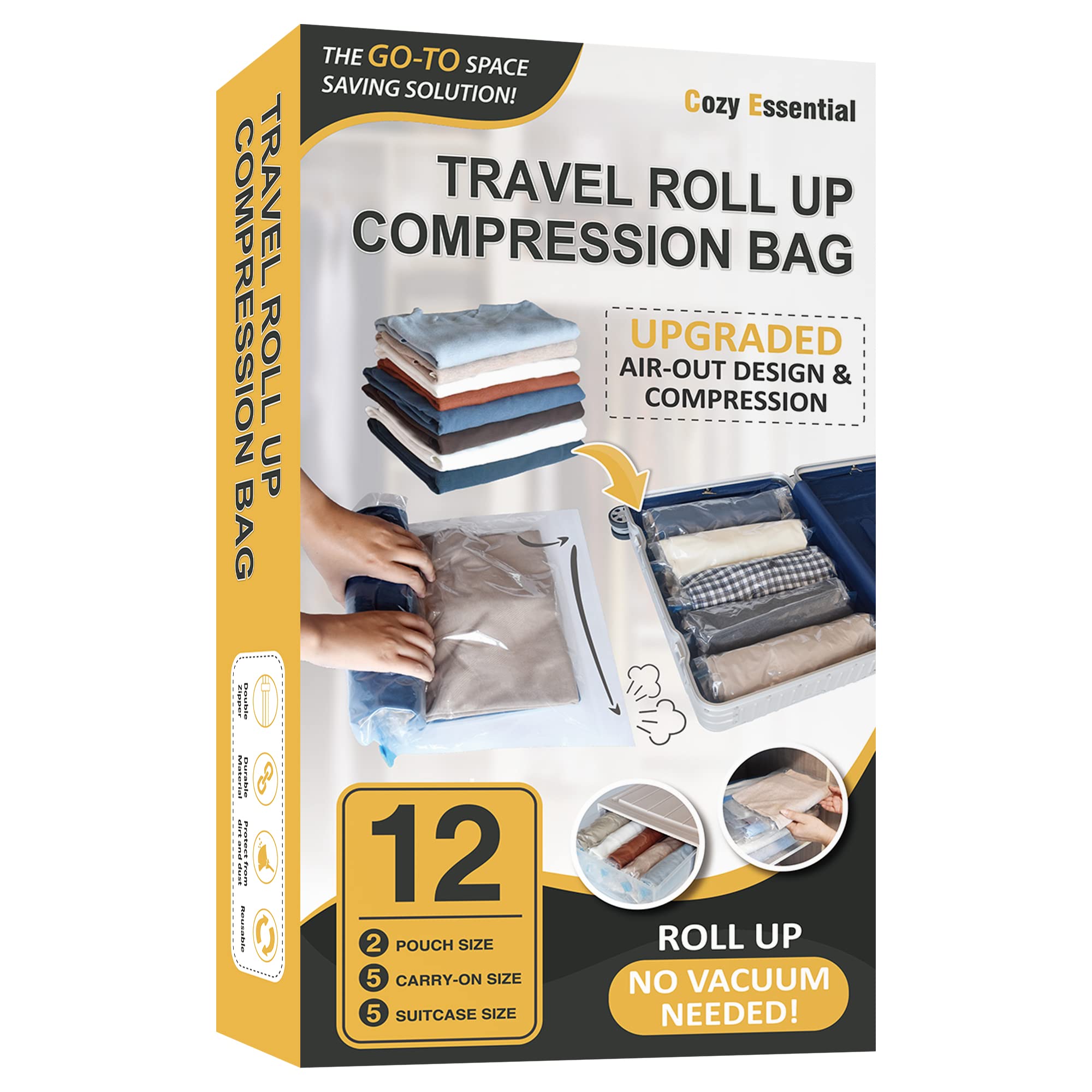 Space Saver Bags Vacuum Storage Bags Travel Compression Bags for Clothes  Travel Accessories Roll-up Vacuum Seal Bags for Travel 