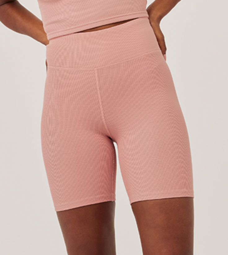 Pink 6 Cotton Twist Waist Biker Shorts
