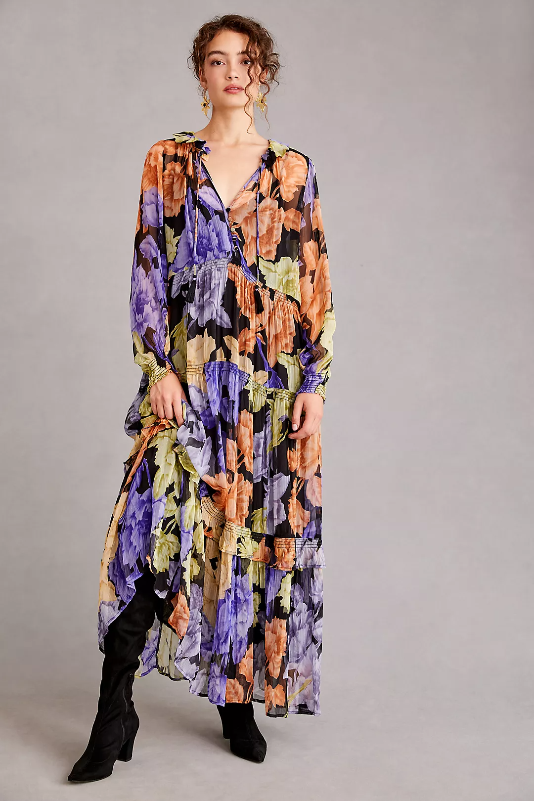 Anthropologie + The Marais Printed Chiffon Maxi Dress