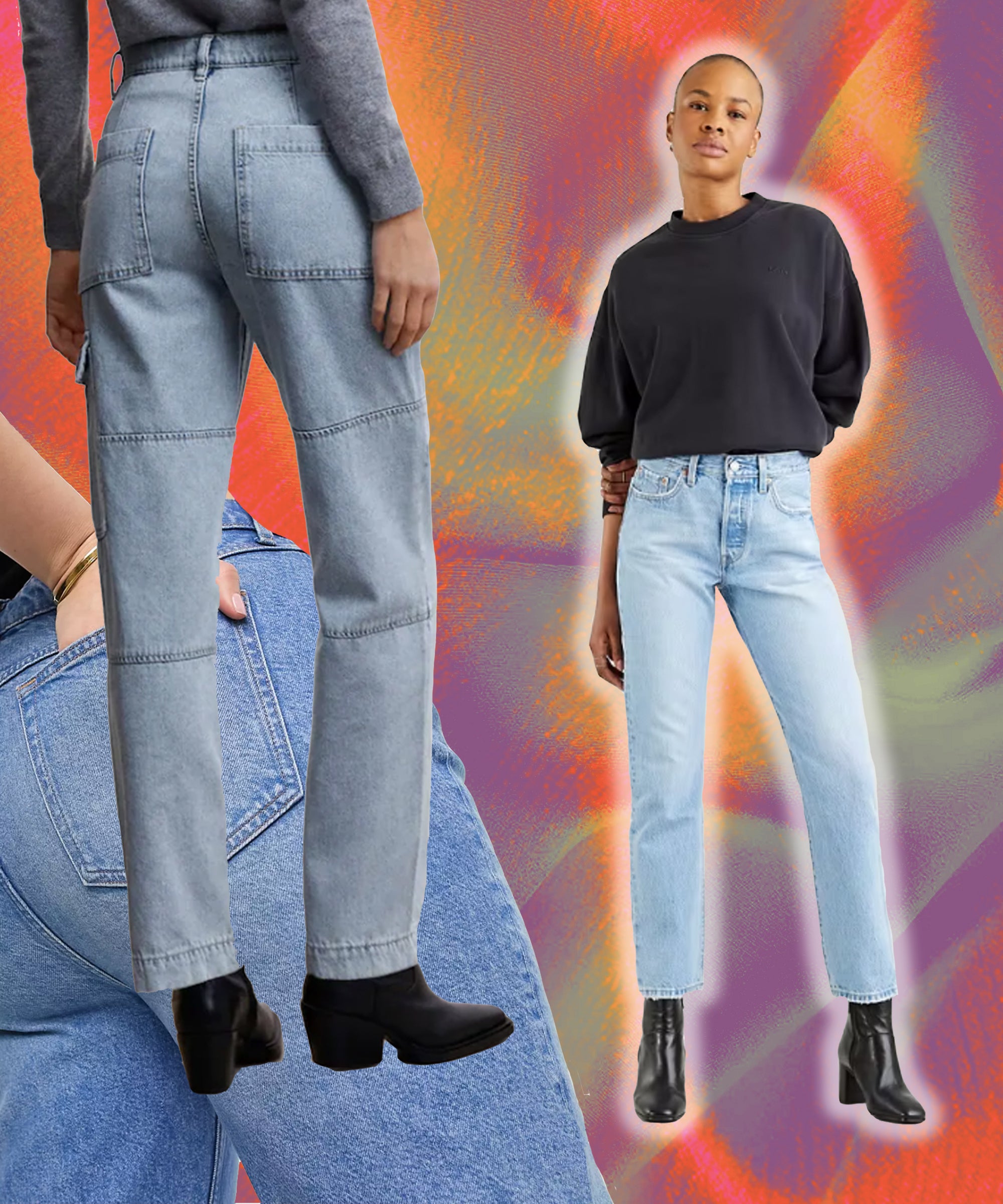 Blue 90s organic-cotton high-waisted wide-leg jeans
