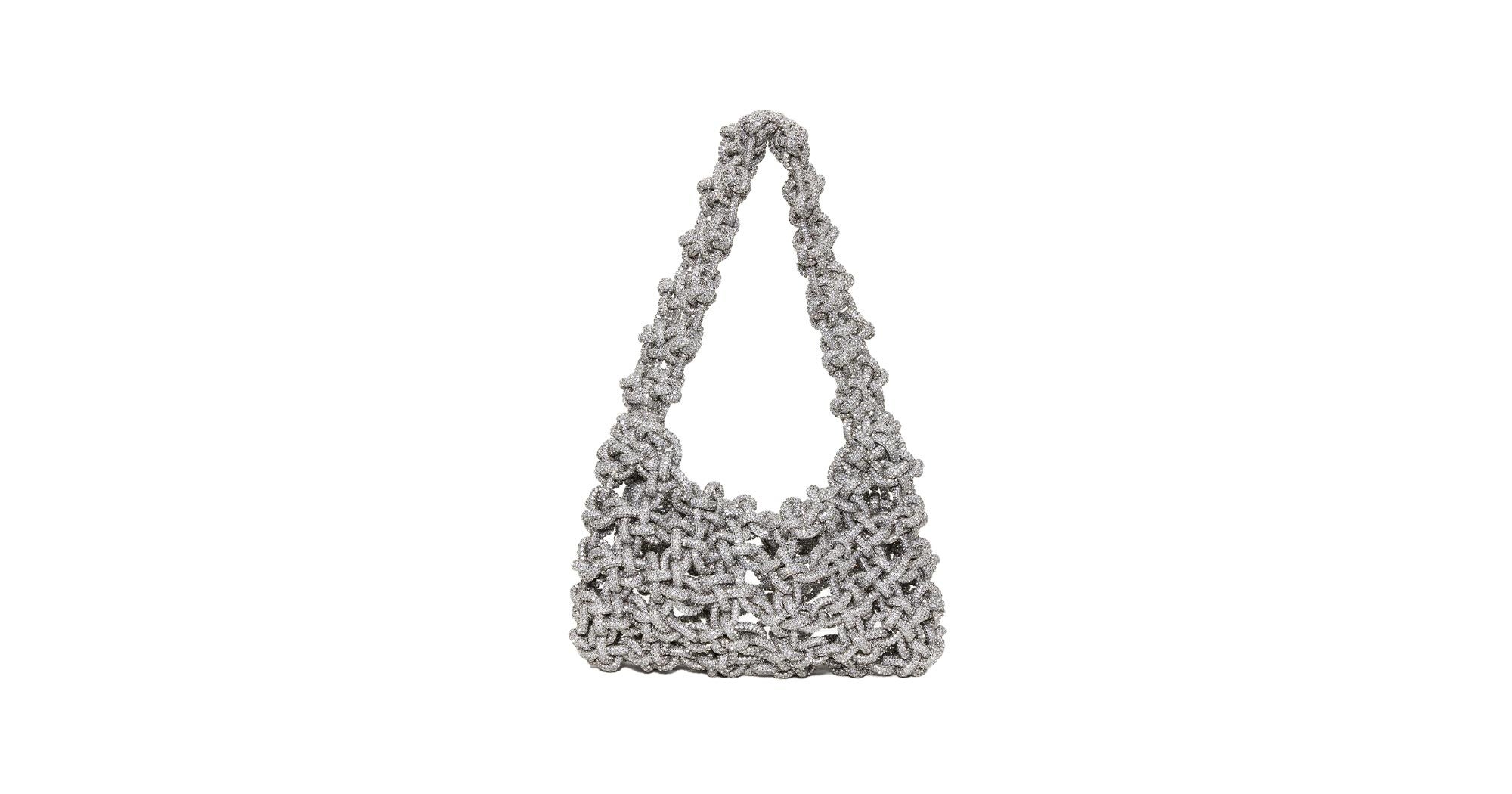Bucket Women Bags Designer Silver Metal Sequins Chain Woven Bag