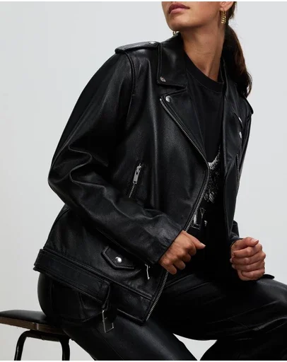 Ena pelly minimalist biker hotsell jacket black