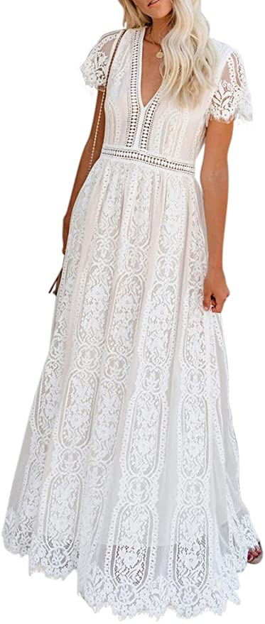 Shein white long dress, Women's Fashion, Dresses & Sets, Dresses on  Carousell