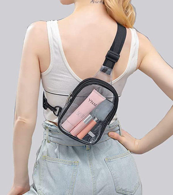 SPRING PARK Fashion Women Transparent Solid Color Big Buckle Shoulder Pouch  Bag 
