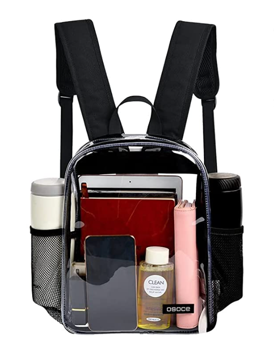 Transparent PVC and Red Eco-Leather Backpack