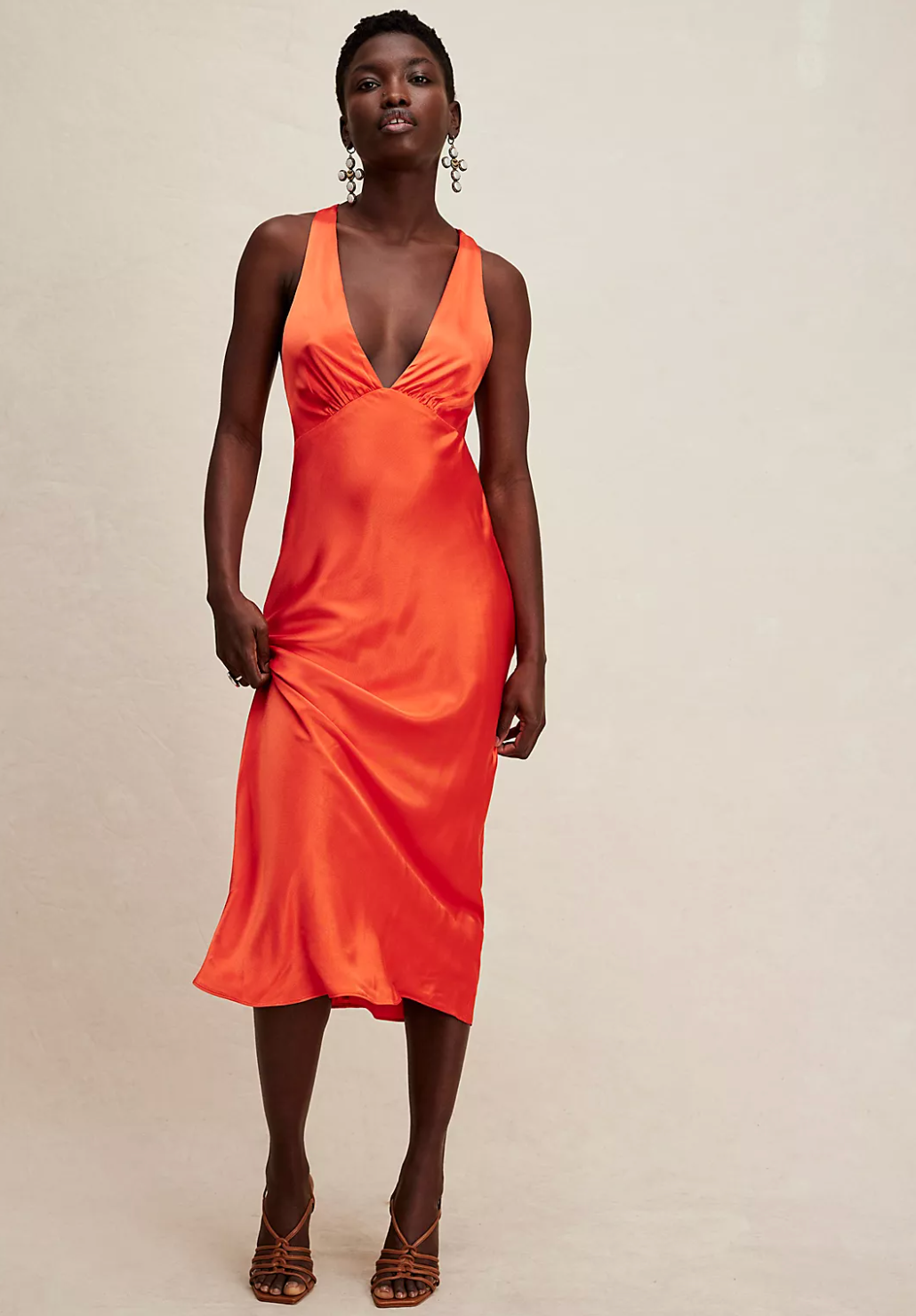 Topshop orange hotsell silk dress