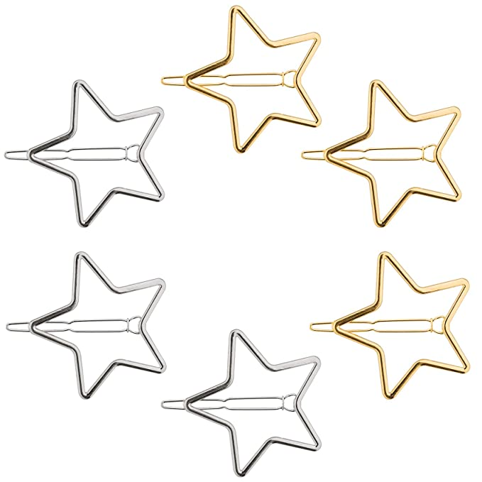 Pagow + 6 Piece Snap Metal Star Hair Clips