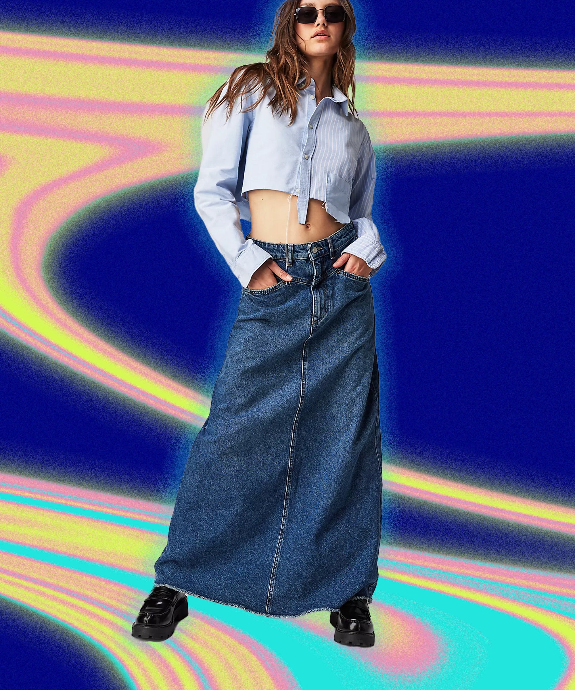 Button Down Jean Maxi Skirt – Urban Modesty