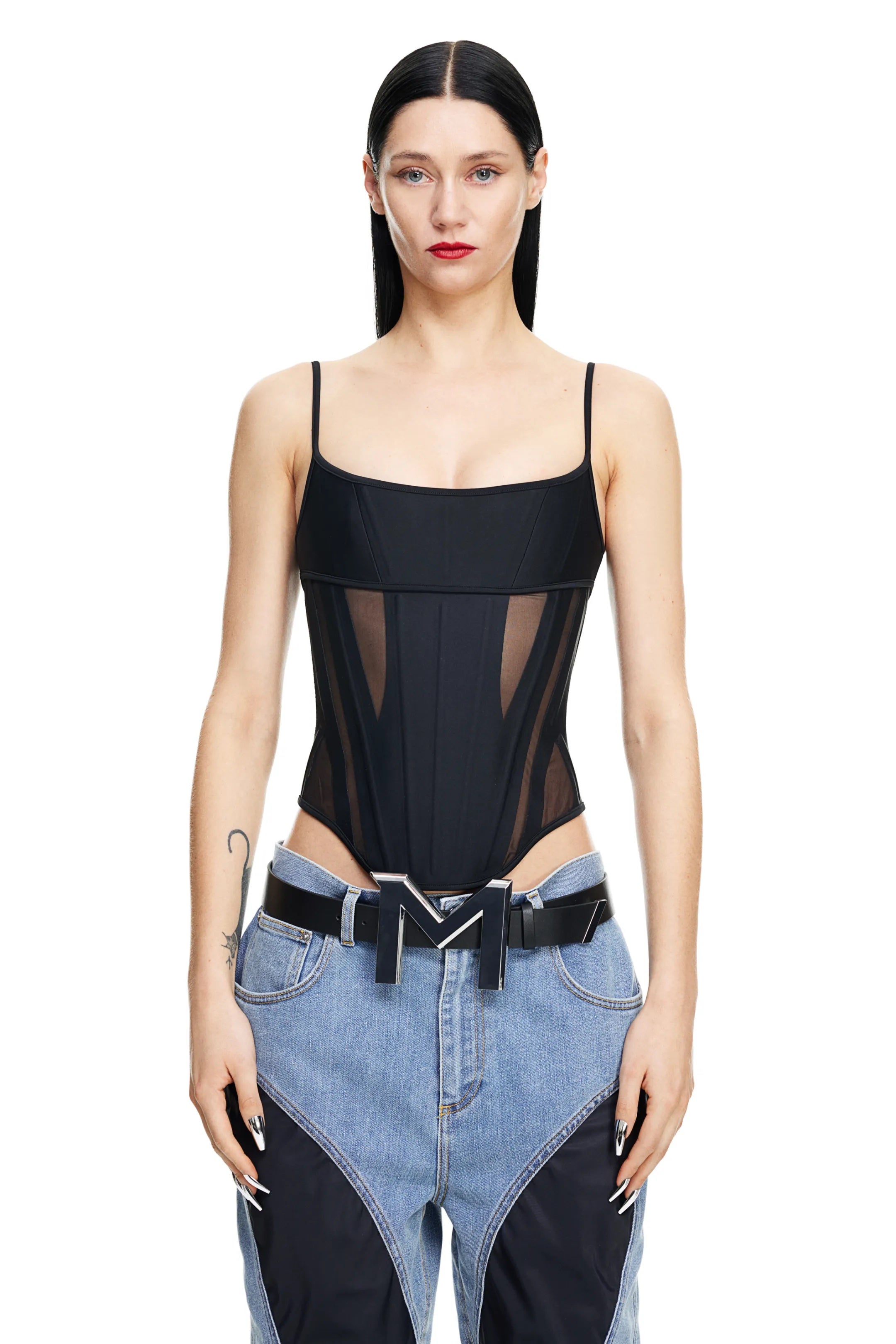 Black corset top with H&M Jeans  Black corset top, Black corset, H&m jeans