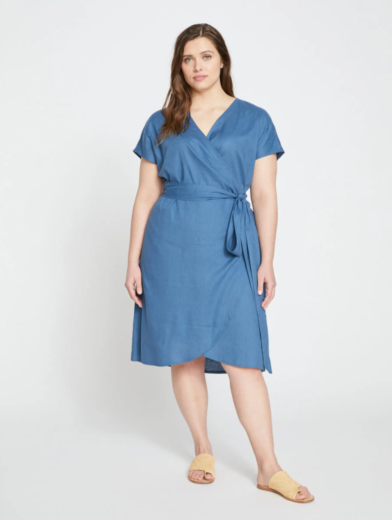 Universal Standard + Tulip Hem Linen Wrap Dress