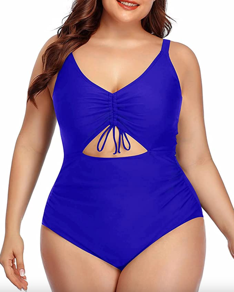 Daci + Daci Plus Size One Piece Swimsuit for High Neck Plunge Mesh Cutout