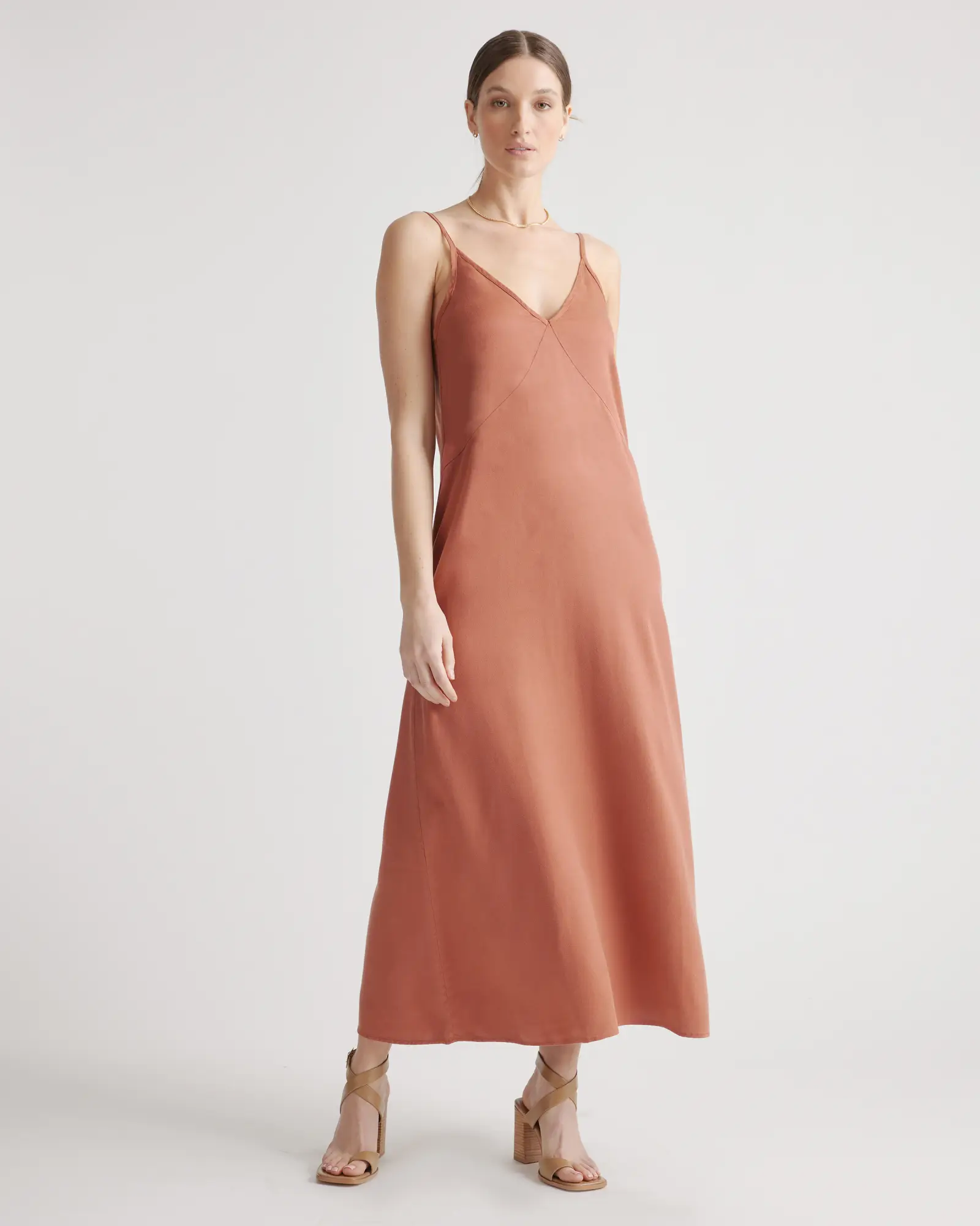 Other Stories Fitted Midi Tank Dress In Rust