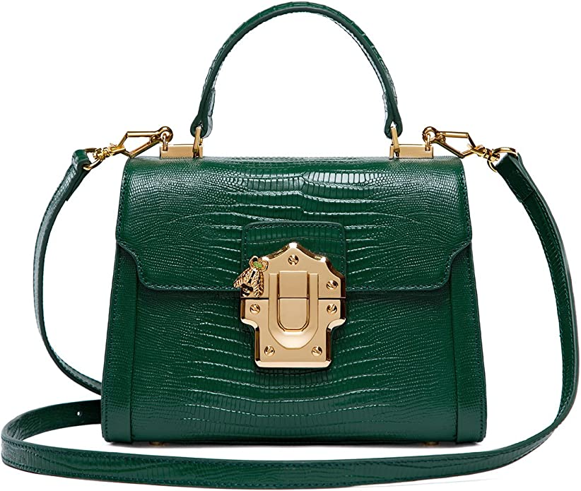 Buy Genuine Leather Handbags for Women, Organizer Top Handle Satchel  Vintage Embossing Totem Shoulder Bag, Green, 9.0*5.5*8.5 inches at Amazon.in