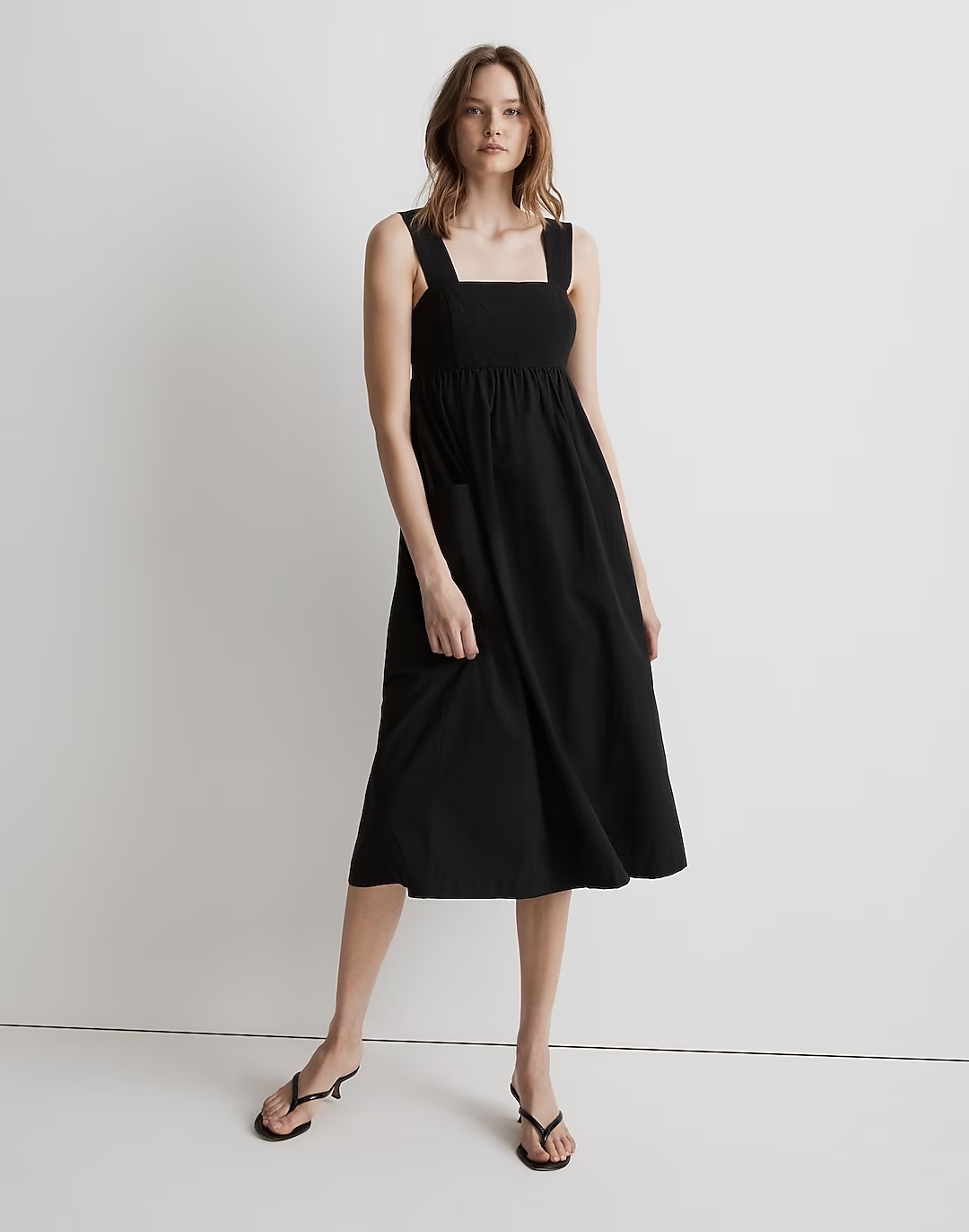 Madewell + Poplin Cutout-Back Empire Midi Dress