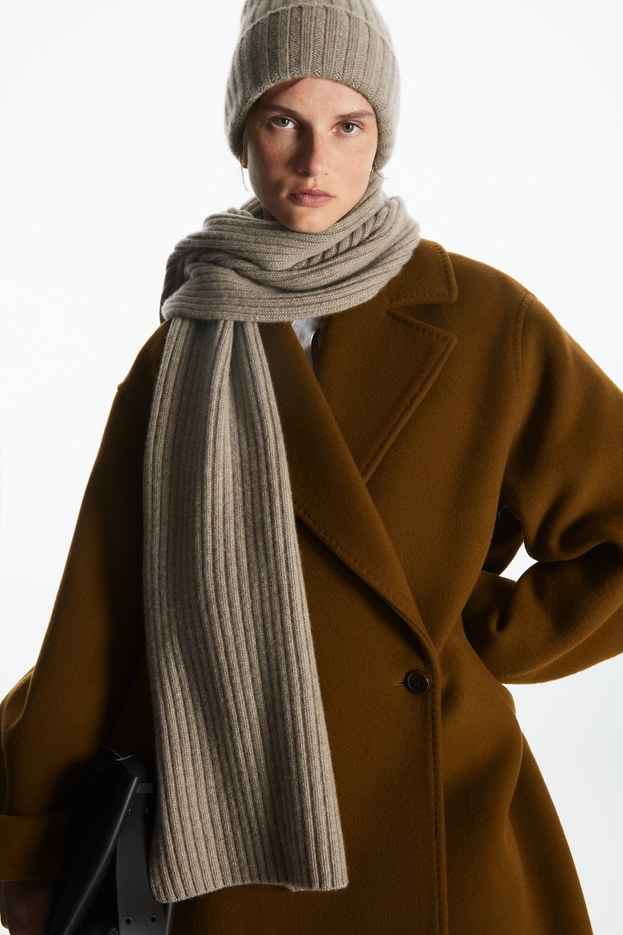 N.Peal chunky rib-knit scarf - Neutrals