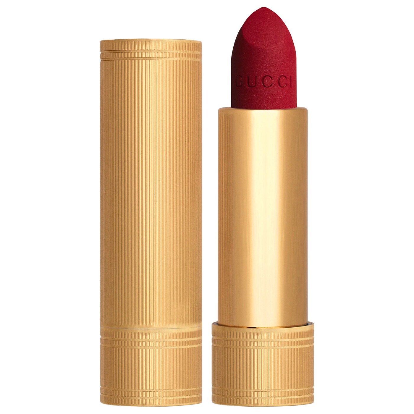 Gucci Velvet Matte Lipstick In 502 Eadie Scarlet 