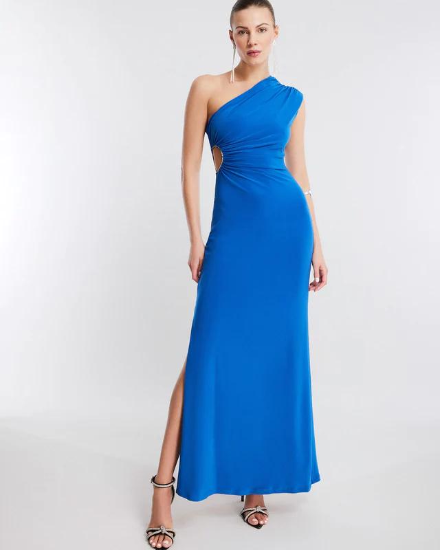 BCBG Blue One Shoulder Dress