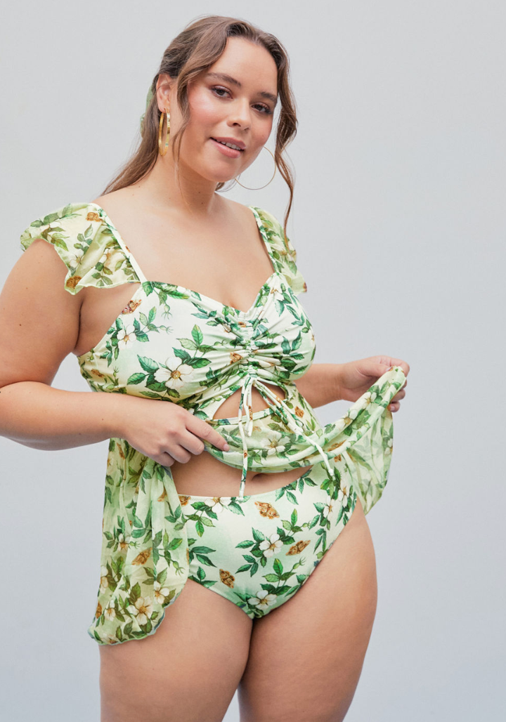 Women's Swimwear One Piece Monokini Plus Size Swimsuit Mesh Tummy Control  Open Back for Big Busts Floral Scoop Neck Vacation Sexy Bathing Suits 2024  - $29.99