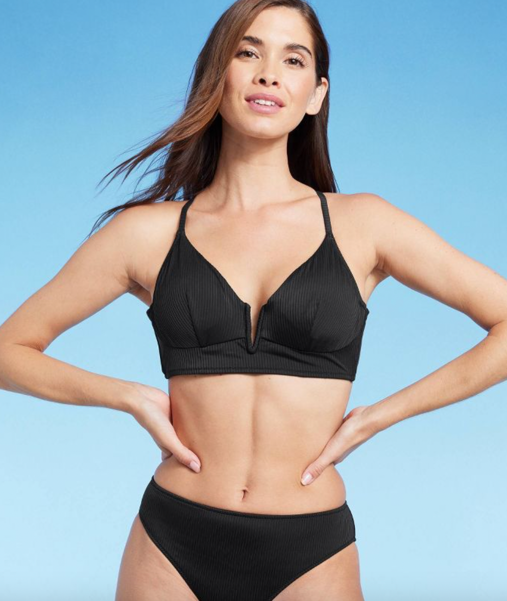 Women's One Shoulder Mesh Bikini Top - Shade & Shore™ Black S : Target