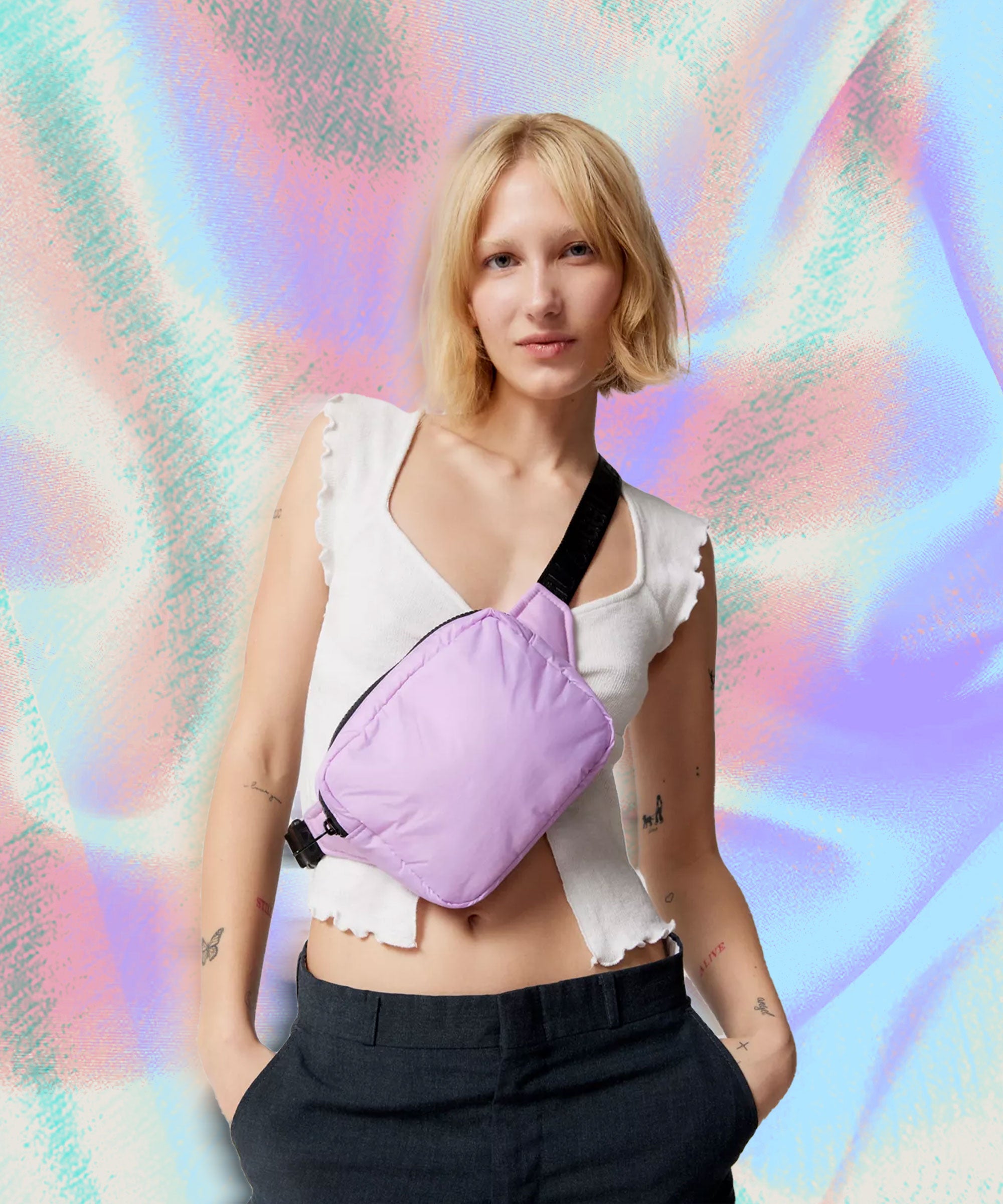  Sling Bag for Women Small Belt Chest Bum Bag Checkered waist  Fanny Pack Crossbody for women Designer-Perfect for On-the-Go Style (White  1)