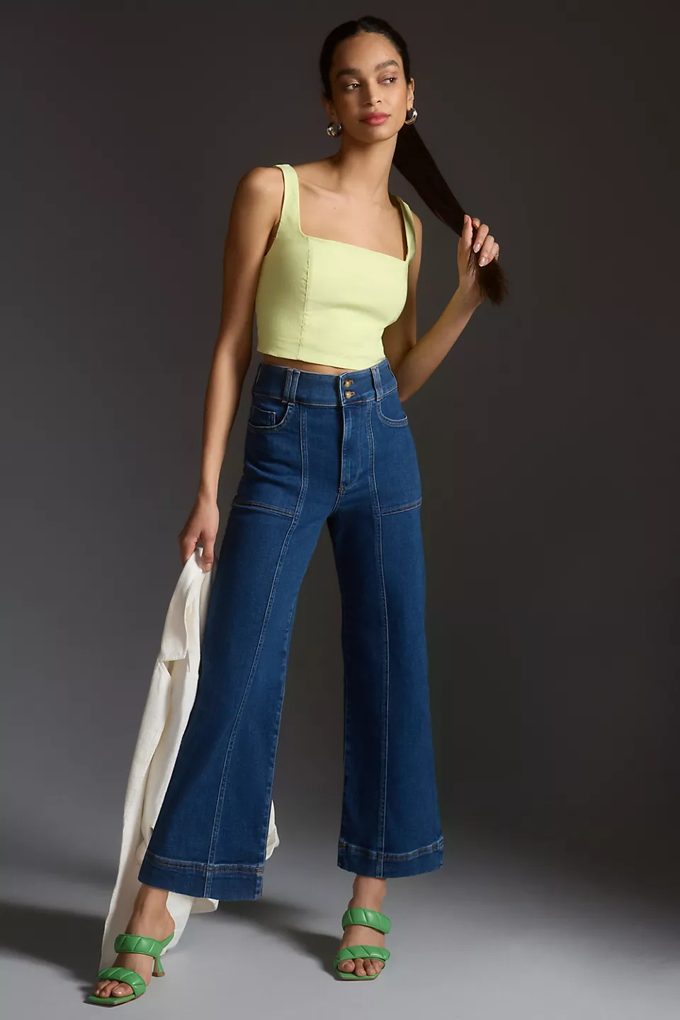 Pilcro The Skipper Seamed High Rise Cropped Wide Leg Jeans