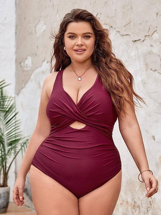 Cupshe + Plus Size Ruched Crisscross Swimsuit